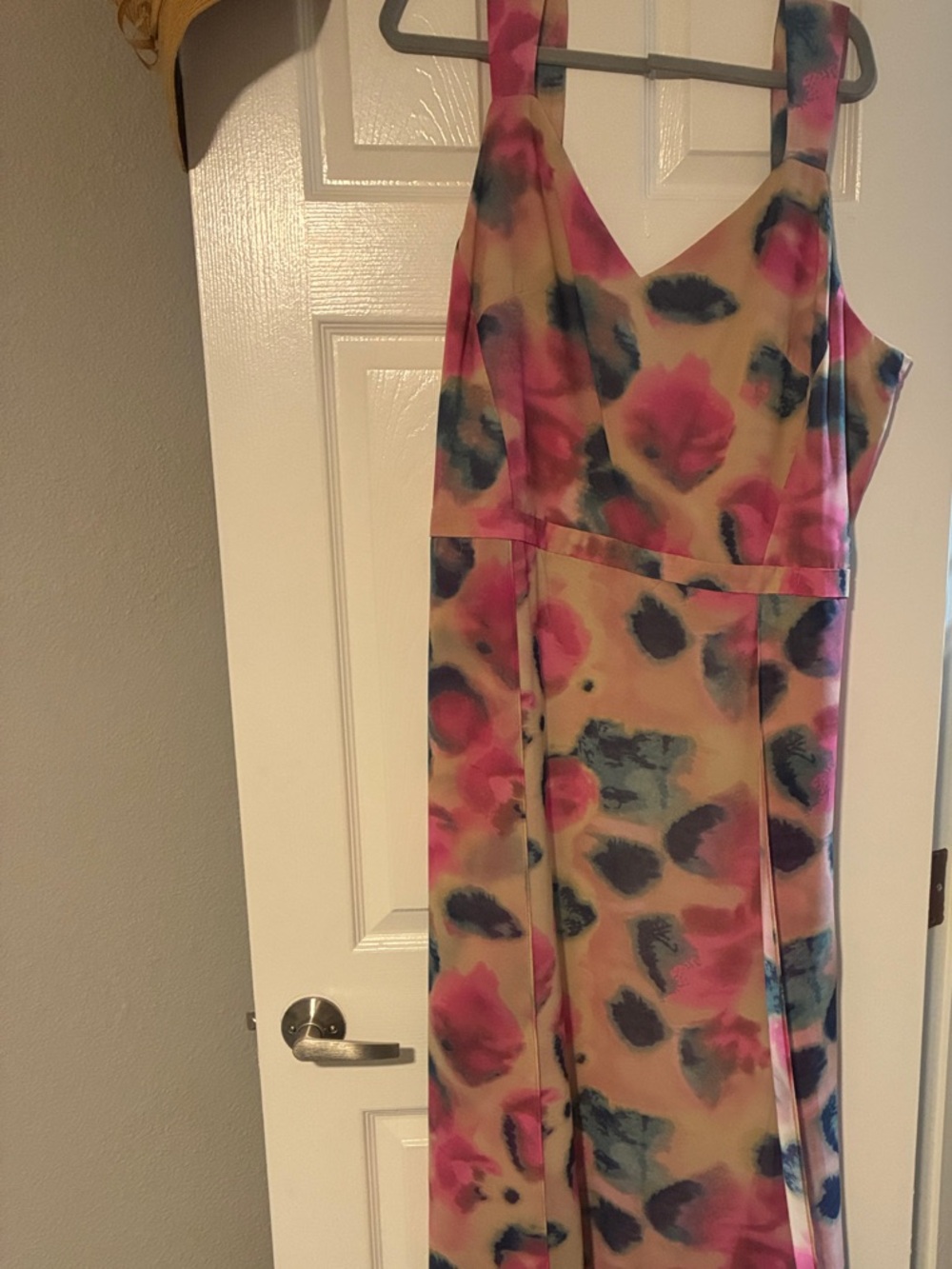 RACHEL Rachel Roy Cream Maxi Dress with Pink and Blue Floral Spots